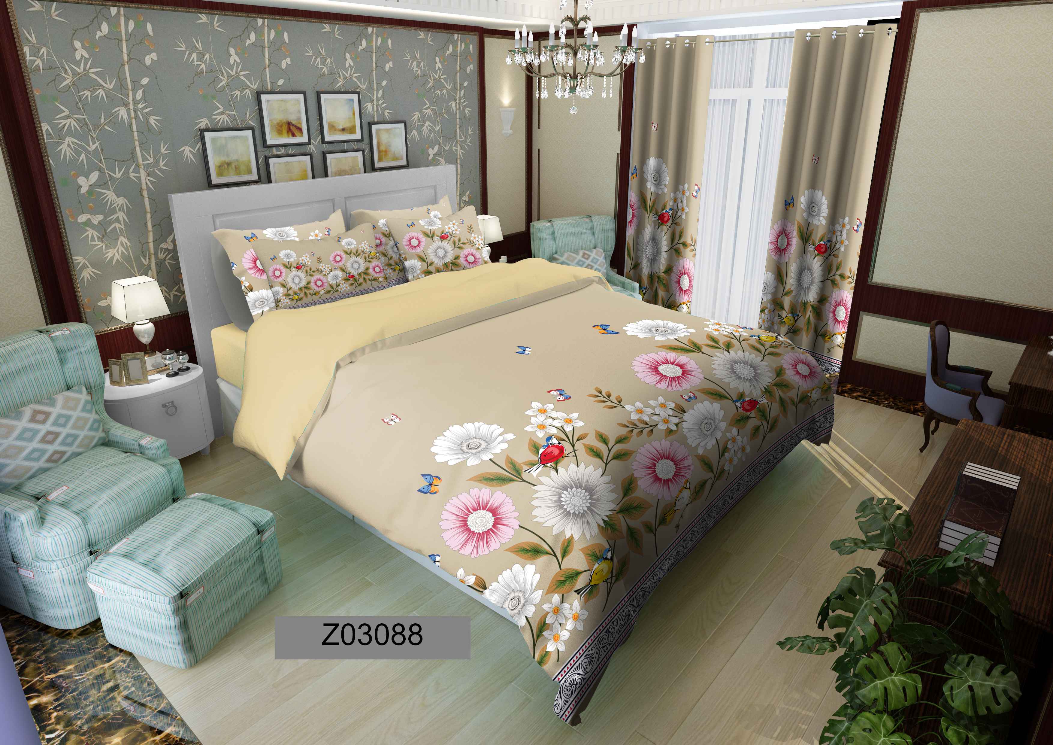 لحاف روتختی تنسل سه بعدی (3D) متین کد 3088